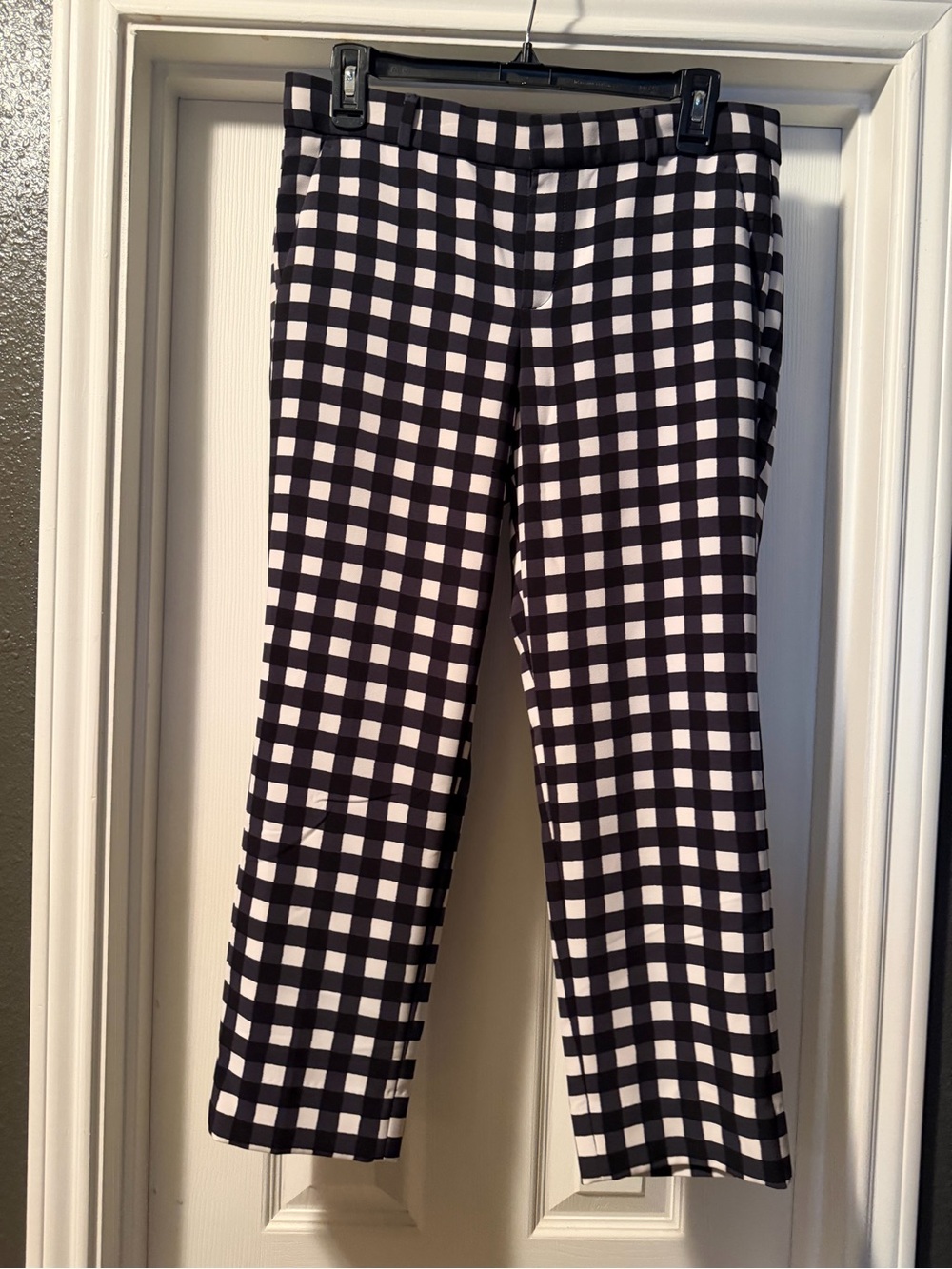 Banana Republic Black & White Gingham Straight-Leg Pants